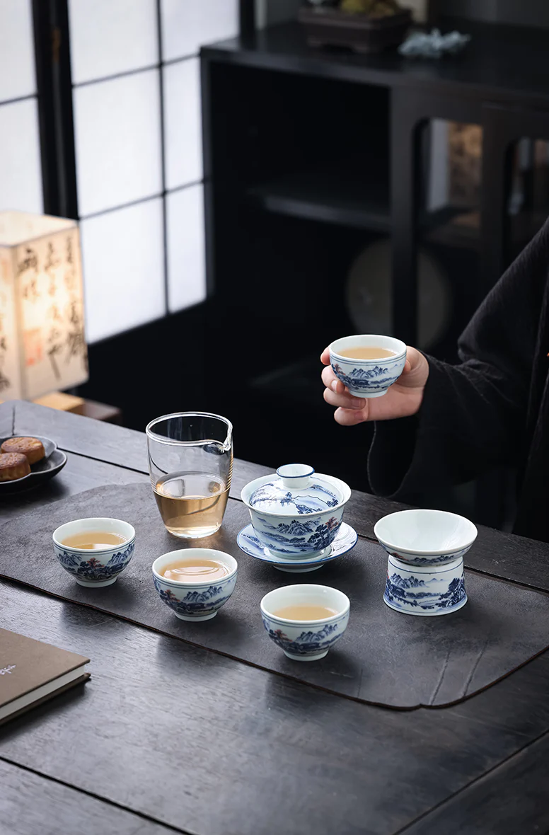 Blue-White Porcelain Gongfu Tea Set - Image 7