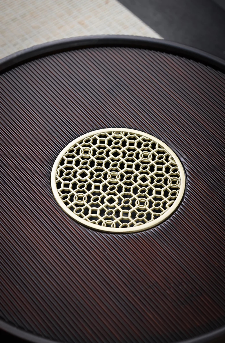 Circular Metal-Insert Tea Tray - Image 4