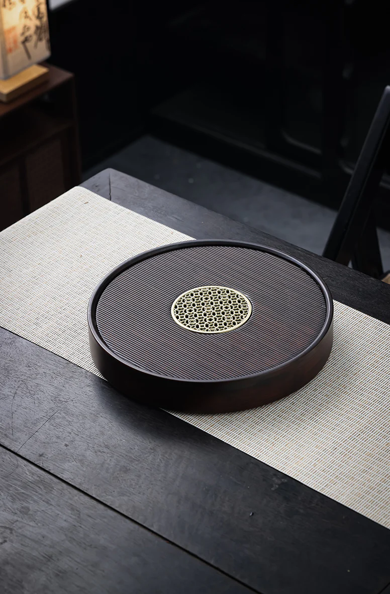 Circular Metal-Insert Tea Tray - Image 5