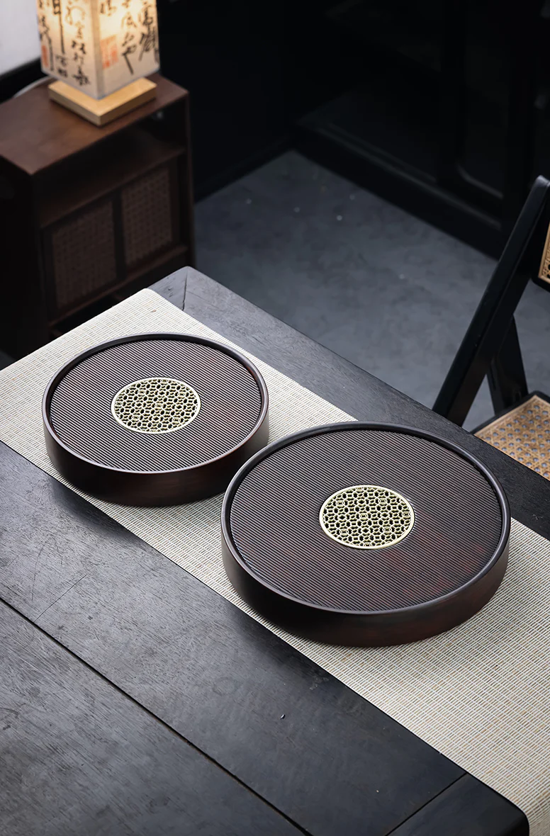 Circular Metal-Insert Tea Tray - Image 6