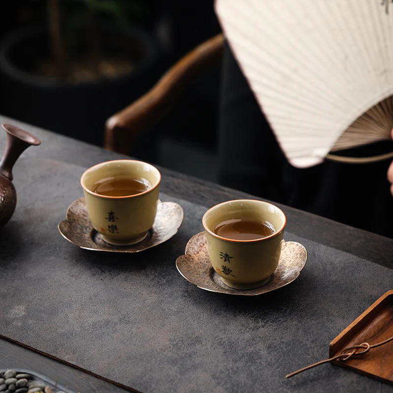 Textured Brass Coaster Set - Image 7