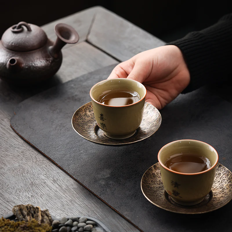 Textured Brass Coaster Set - Image 9