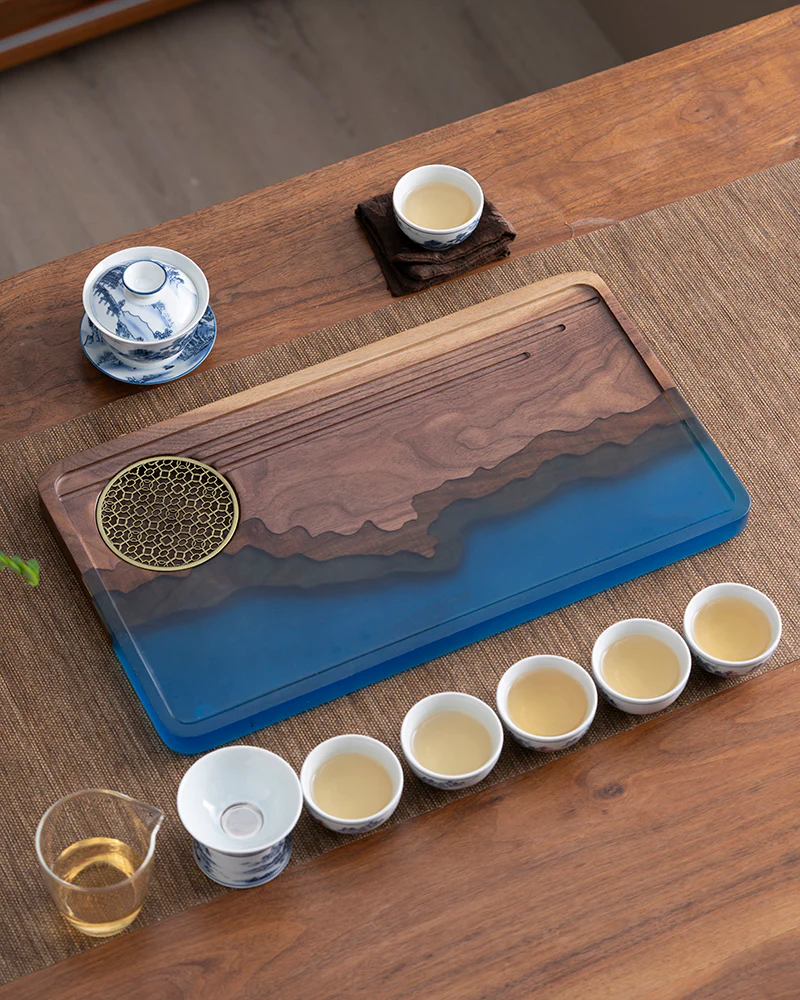Three Peaks Wood and Resin Tea Table - Image 4