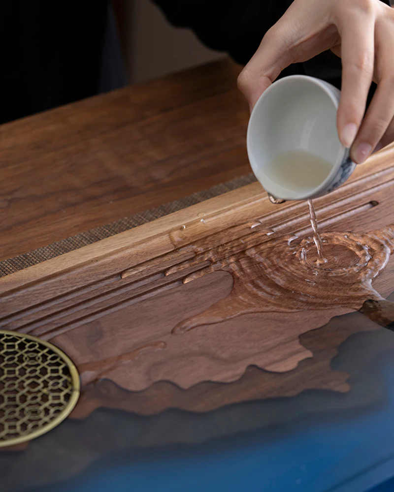 Three Peaks Wood and Resin Tea Table - Image 5