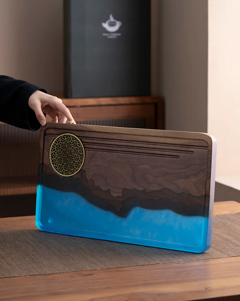 Three Peaks Wood and Resin Tea Table - Image 6