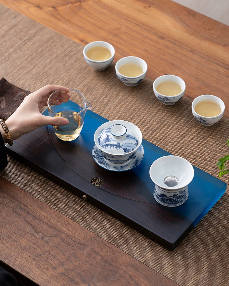 Three Peaks Wood and Resin Tea Table - Image 8