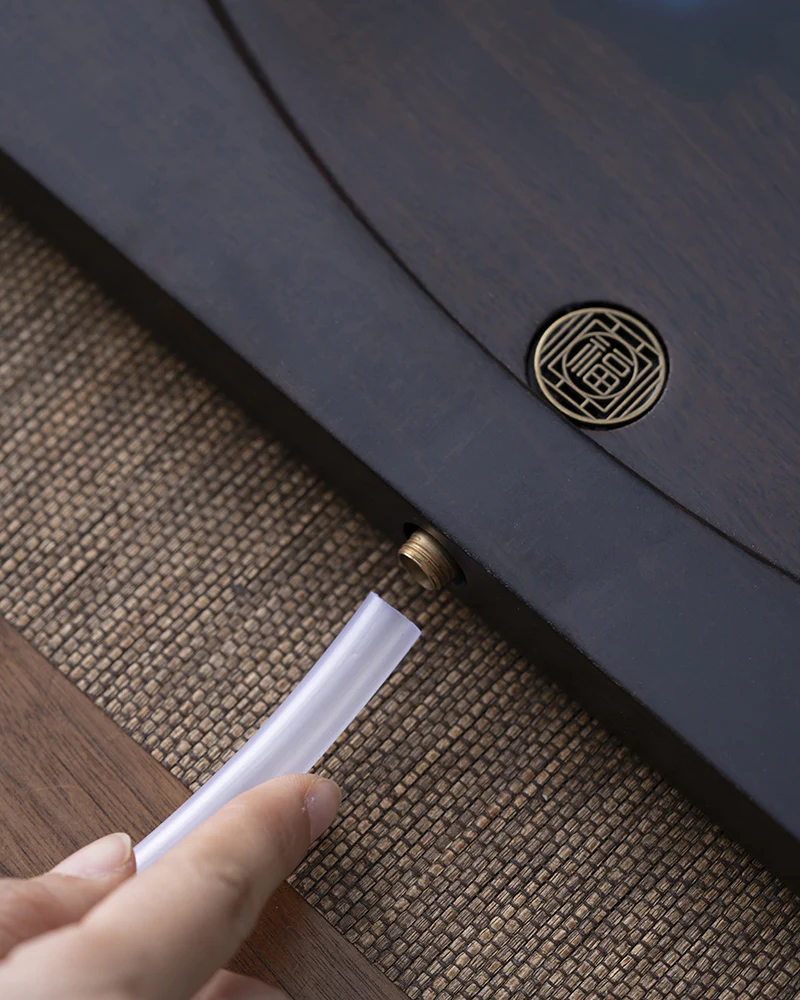 Half-Moon Wood & Resin Tea Table - Image 10