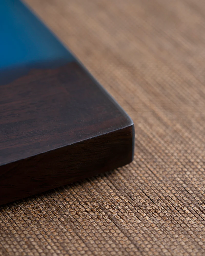 Half-Moon Wood & Resin Tea Table - Image 8